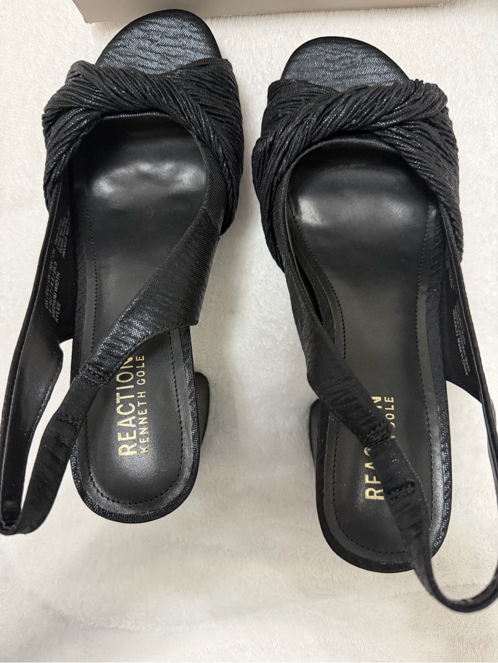 Kenneth Cole Reaction Black Twisted Strap Slingback Heels